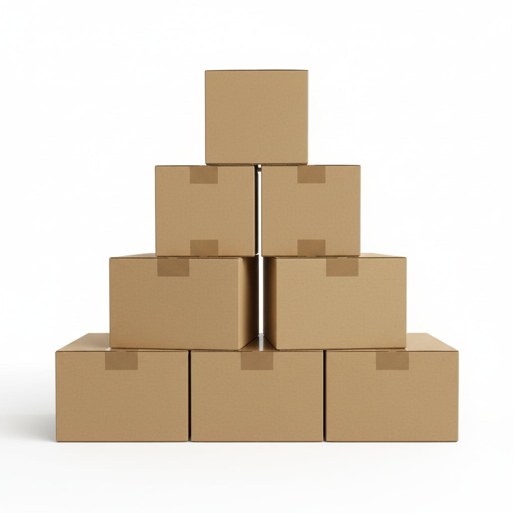 Caja americana de cartón simple marrón 20x20x10 cm para envíos y embalaje
