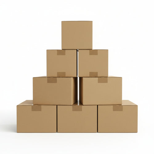 Caja americana de cartón simple marrón 20x20x10 cm para envíos y embalaje