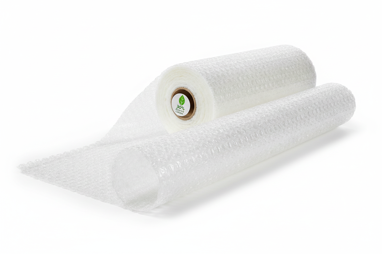 Rollo de plástico burbuja Aircap® Ø10 mm 30% reciclado + foam 1 mm 160 cm de ancho x 150 m de largo