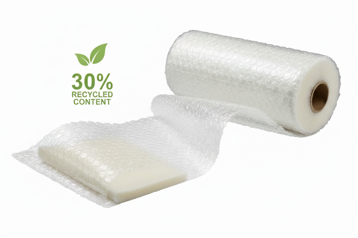 Rollo de plástico burbuja Aircap® Ø10 mm 30% reciclado + foam 1 mm 120 cm de ancho x 15 m de largo