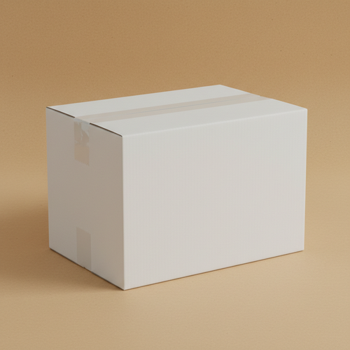 Caja americana de cartón simple blanco 34,5x24,5x23 cm para envíos y embalaje