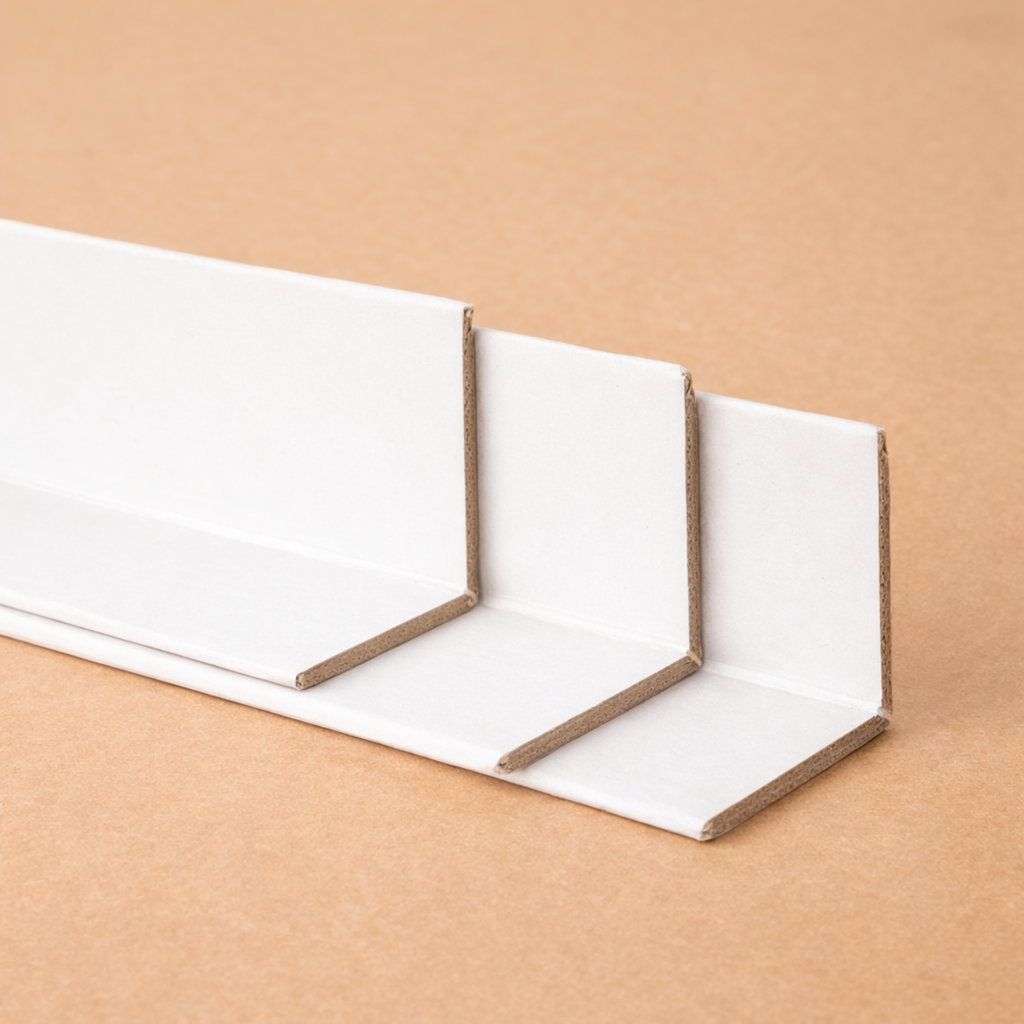 Cantonera de cartón blanco 35mm x 35mm x 2mts. Grosor 2,5mm  | Paquete x 36 cantoneras