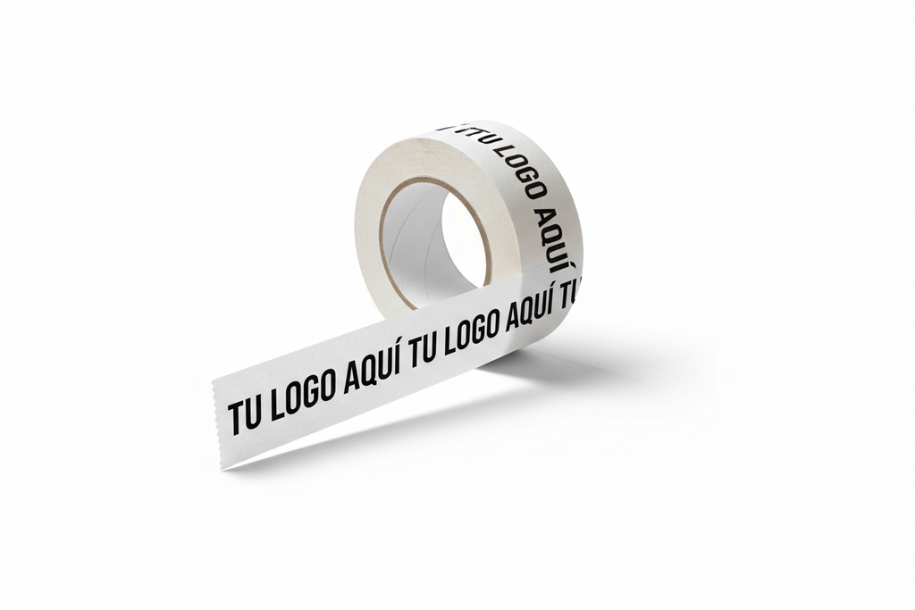 Rollo de cinta adhesiva de papel kraft impresa blanca 50mm x 48m 1 tinta